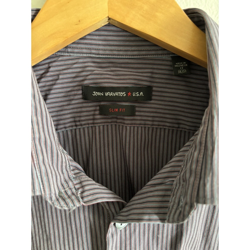 John Varvatos Slim Fit Long Sleeve Button Up Men's Shirt Preppy 17 36/37 - Picture 3 of 8